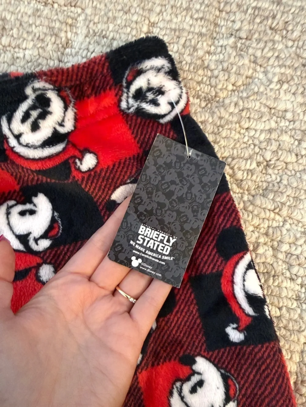 Disney Red & Black Buffalo Plaid Mickey Mouse Fleece Pants - Picture 2 of 3